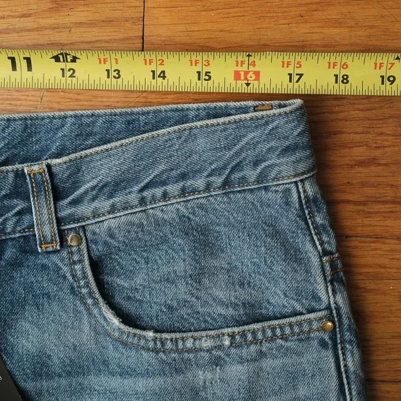 ME+EM Split Seam Flare Jeans Blue Multi Wash Regular Length Wide Leg Size 32 - Picture 8 of 13